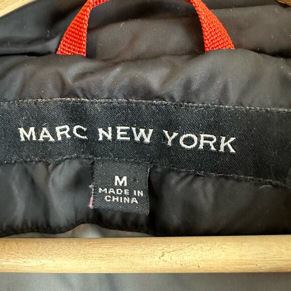 Marc New York Black Puffer Jacket Coat Down Filled M Medium Cinched Waist - Picture 10 of 13